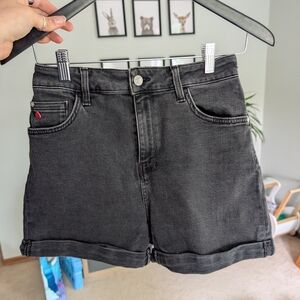 Mavi Ella Denim High-Rise Shorts In Dark Smokes 80s